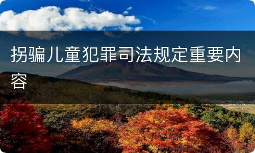 拐骗儿童犯罪司法规定重要内容