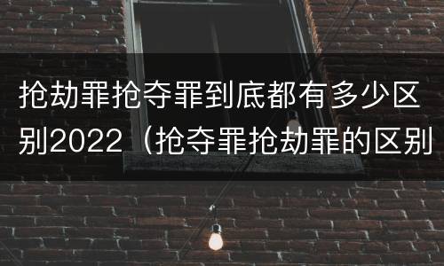 抢劫罪抢夺罪到底都有多少区别2022（抢夺罪抢劫罪的区别）