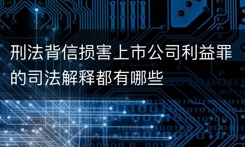 刑法背信损害上市公司利益罪的司法解释都有哪些