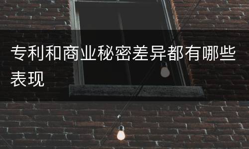 专利和商业秘密差异都有哪些表现