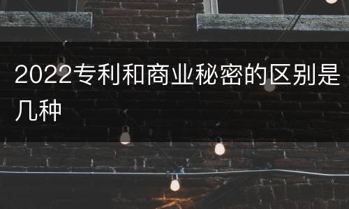2022专利和商业秘密的区别是几种
