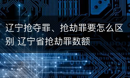 辽宁抢夺罪、抢劫罪要怎么区别 辽宁省抢劫罪数额