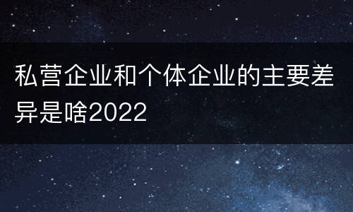 私营企业和个体企业的主要差异是啥2022