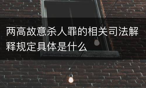 两高故意杀人罪的相关司法解释规定具体是什么