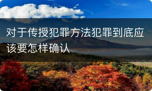 对于传授犯罪方法犯罪到底应该要怎样确认