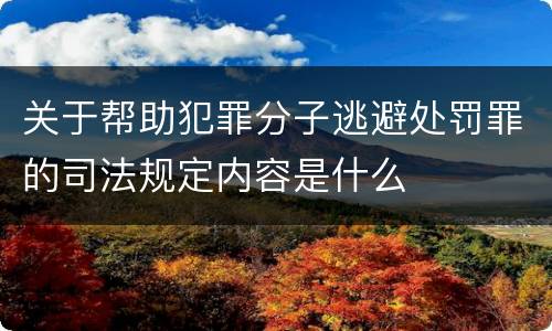 关于帮助犯罪分子逃避处罚罪的司法规定内容是什么