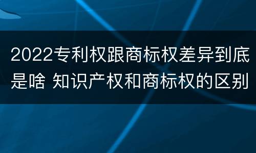2022专利权跟商标权差异到底是啥 知识产权和商标权的区别