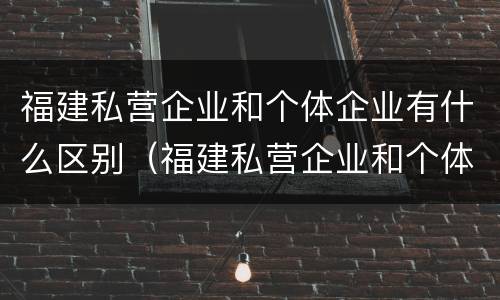福建私营企业和个体企业有什么区别（福建私营企业和个体企业有什么区别呢）