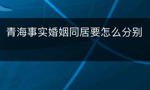 青海事实婚姻同居要怎么分别