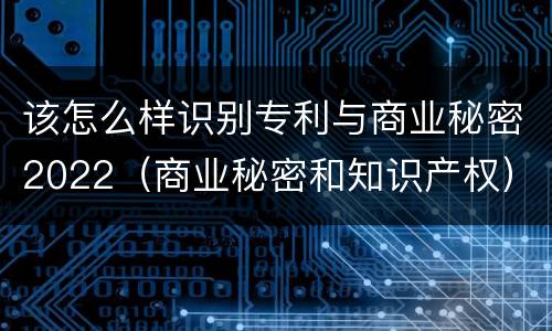 该怎么样识别专利与商业秘密2022（商业秘密和知识产权）