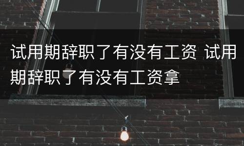 试用期辞职了有没有工资 试用期辞职了有没有工资拿