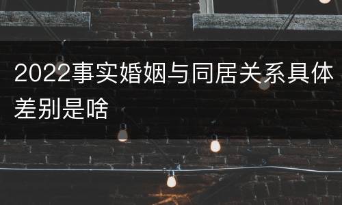 2022事实婚姻与同居关系具体差别是啥
