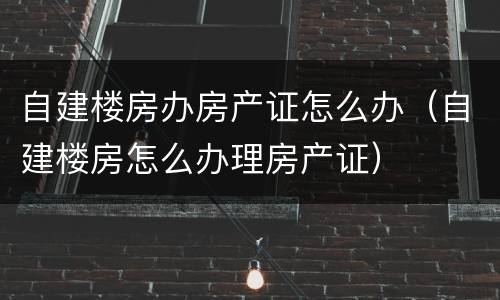 自建楼房办房产证怎么办（自建楼房怎么办理房产证）
