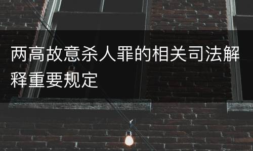 两高故意杀人罪的相关司法解释重要规定