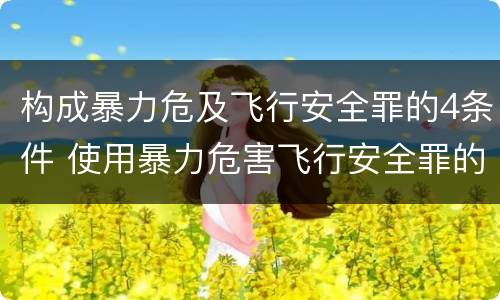 构成暴力危及飞行安全罪的4条件 使用暴力危害飞行安全罪的主要特征