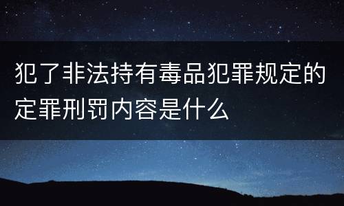 犯了非法持有毒品犯罪规定的定罪刑罚内容是什么