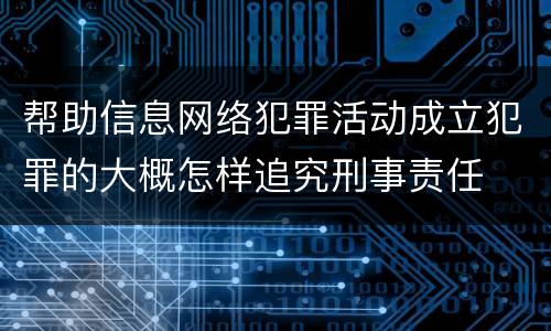 帮助信息网络犯罪活动成立犯罪的大概怎样追究刑事责任