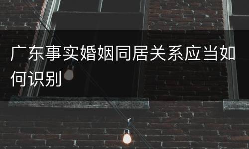 广东事实婚姻同居关系应当如何识别