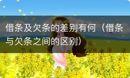 借条及欠条的差别有何（借条与欠条之间的区别）
