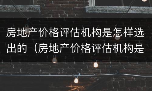房地产价格评估机构是怎样选出的（房地产价格评估机构是怎样选出的呢）