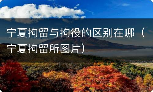 宁夏拘留与拘役的区别在哪（宁夏拘留所图片）