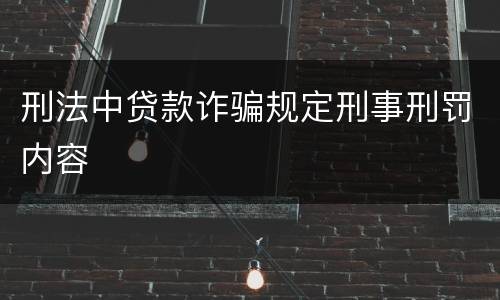 刑法中贷款诈骗规定刑事刑罚内容