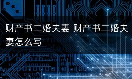 财产书二婚夫妻 财产书二婚夫妻怎么写