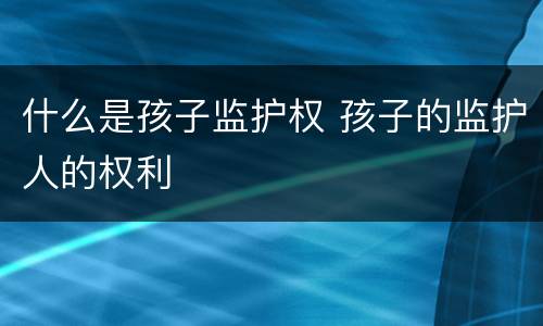 什么是孩子监护权 孩子的监护人的权利