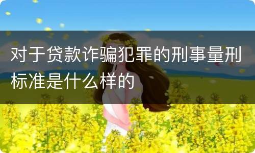 对于贷款诈骗犯罪的刑事量刑标准是什么样的