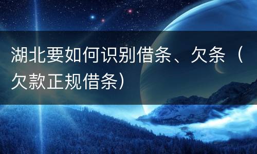 湖北要如何识别借条、欠条（欠款正规借条）