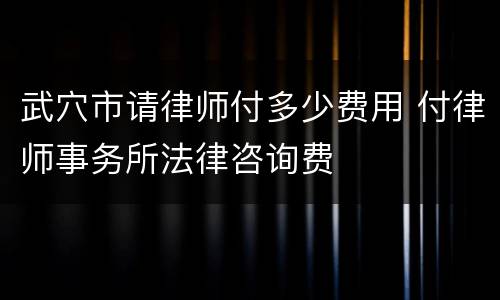武穴市请律师付多少费用 付律师事务所法律咨询费