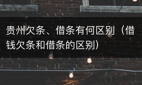 贵州欠条、借条有何区别（借钱欠条和借条的区别）