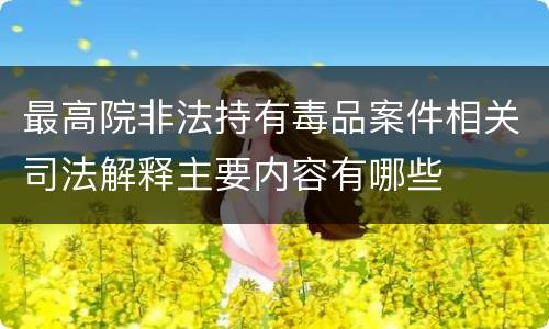 最高院非法持有毒品案件相关司法解释主要内容有哪些