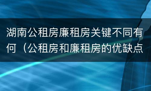 湖南公租房廉租房关键不同有何（公租房和廉租房的优缺点）