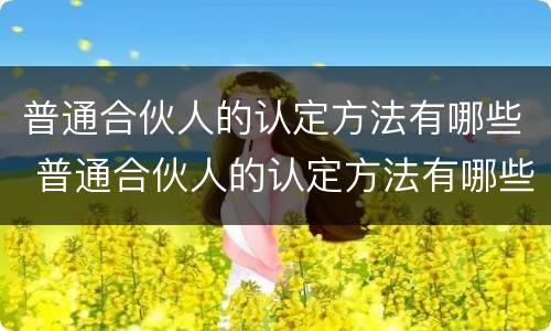 普通合伙人的认定方法有哪些 普通合伙人的认定方法有哪些要求
