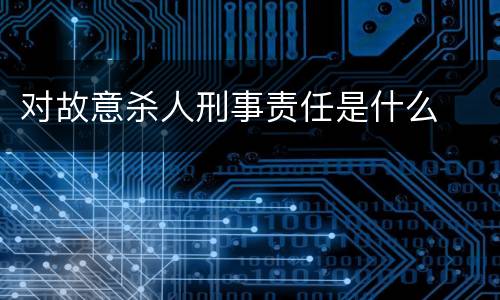 对故意杀人刑事责任是什么