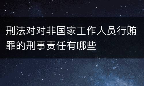 刑法对对非国家工作人员行贿罪的刑事责任有哪些