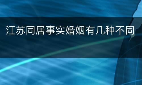 江苏同居事实婚姻有几种不同