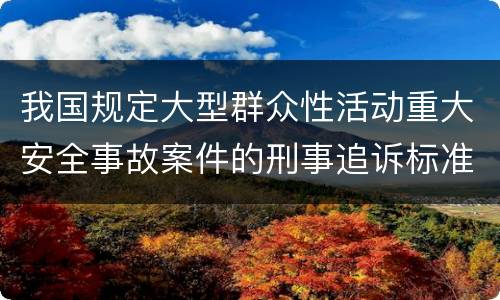 我国规定大型群众性活动重大安全事故案件的刑事追诉标准是多少