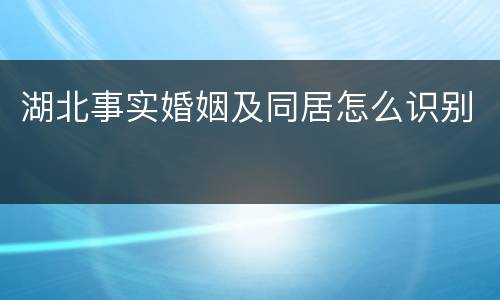 湖北事实婚姻及同居怎么识别