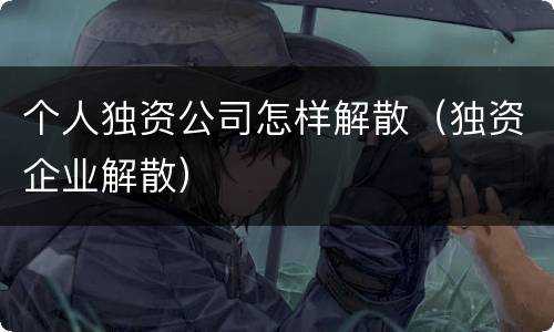 个人独资公司怎样解散（独资企业解散）