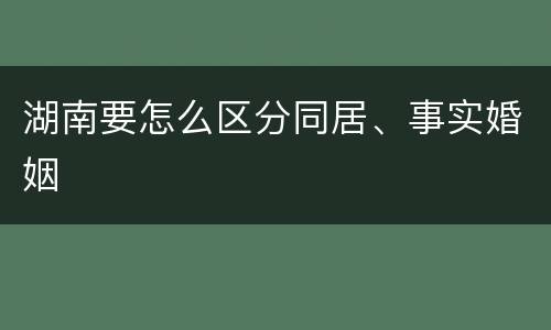 湖南要怎么区分同居、事实婚姻