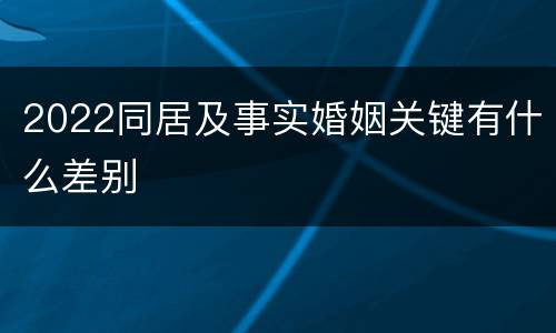 2022同居及事实婚姻关键有什么差别