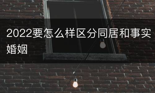 2022要怎么样区分同居和事实婚姻