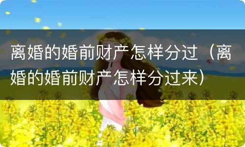 离婚的婚前财产怎样分过（离婚的婚前财产怎样分过来）