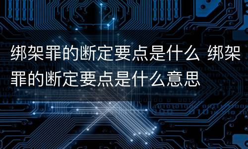 绑架罪的断定要点是什么 绑架罪的断定要点是什么意思