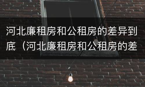 河北廉租房和公租房的差异到底（河北廉租房和公租房的差异到底是什么）