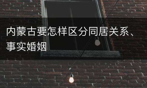 内蒙古要怎样区分同居关系、事实婚姻