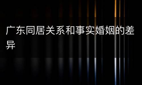 广东同居关系和事实婚姻的差异