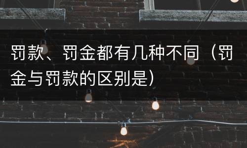 罚款、罚金都有几种不同（罚金与罚款的区别是）
